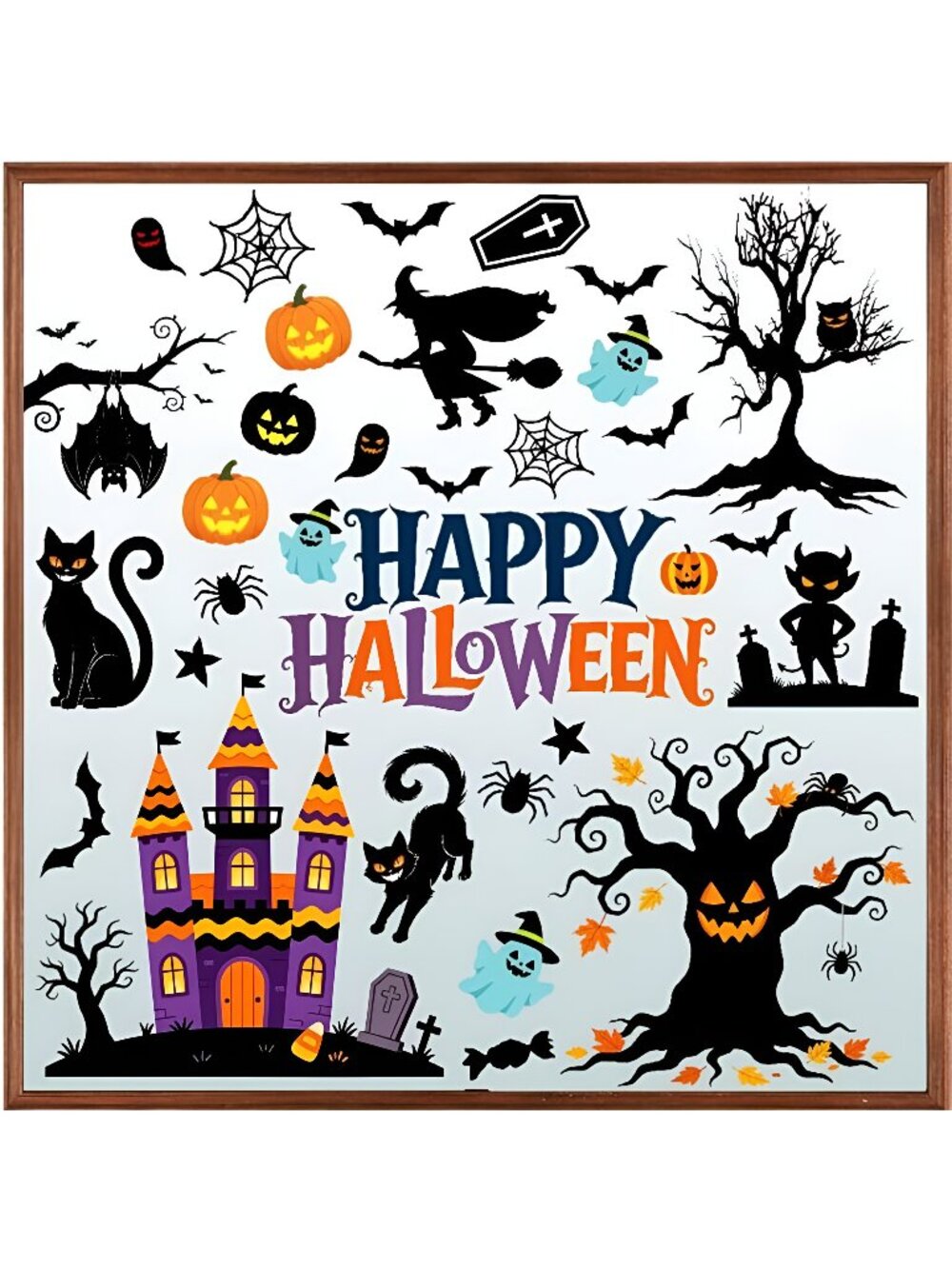 Halloween Theme Wall Stickers Spooky Element Witch Wall Decals